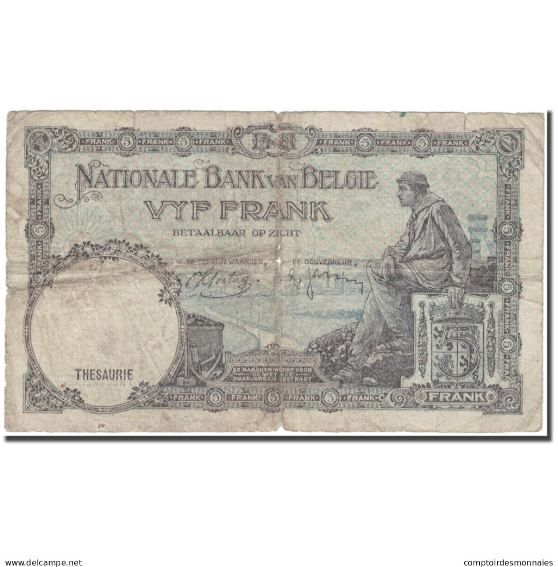 Billet, Belgique, 5 Francs, 1938-04-26, KM:108x, B - 5 Francs
