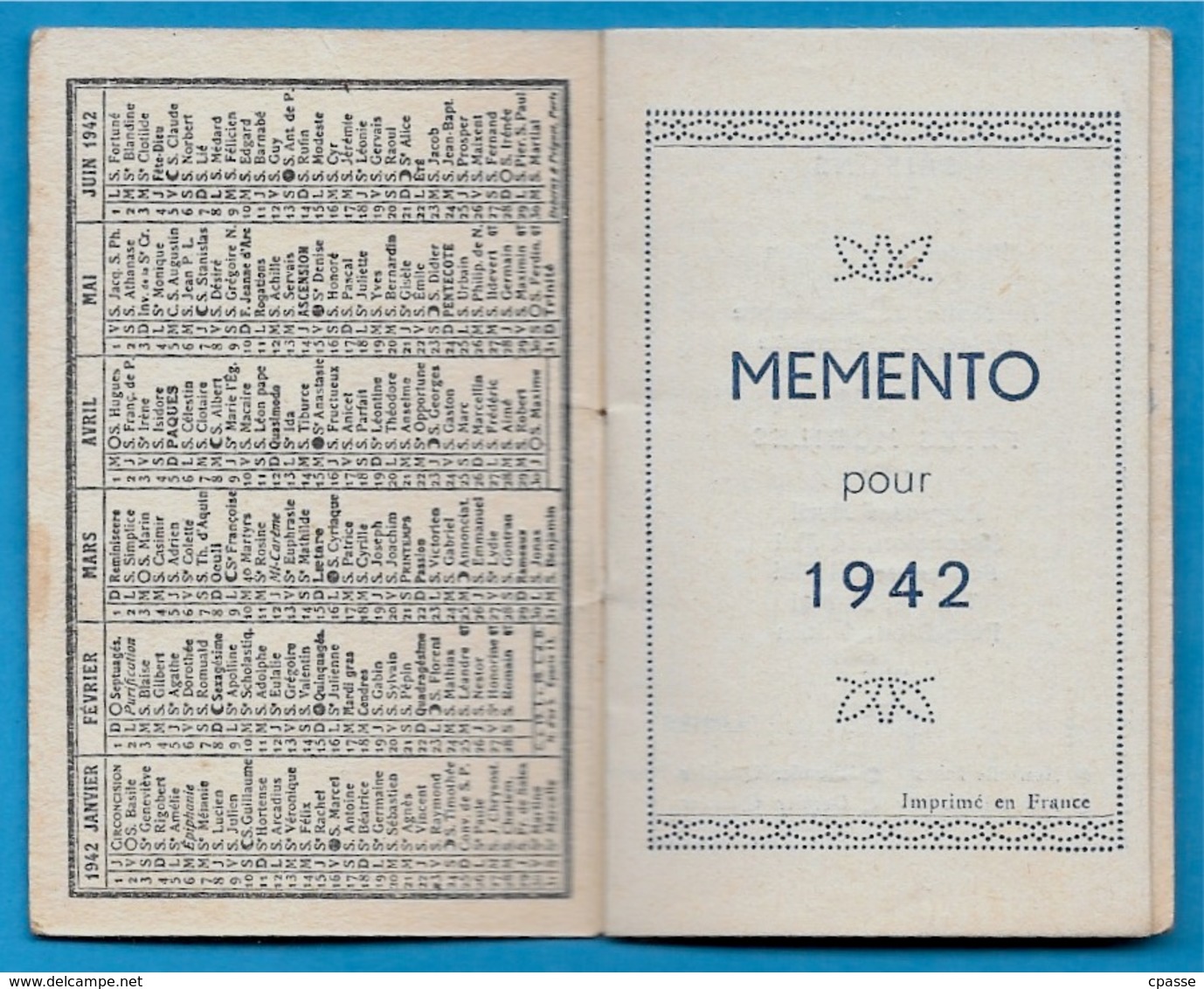 En L'état Calendrier Memento Petit Format 1942 "Les Carottes..." Magasins Au Petit Paris 58 NEVERS * Enfants - Petit Format : 1941-60