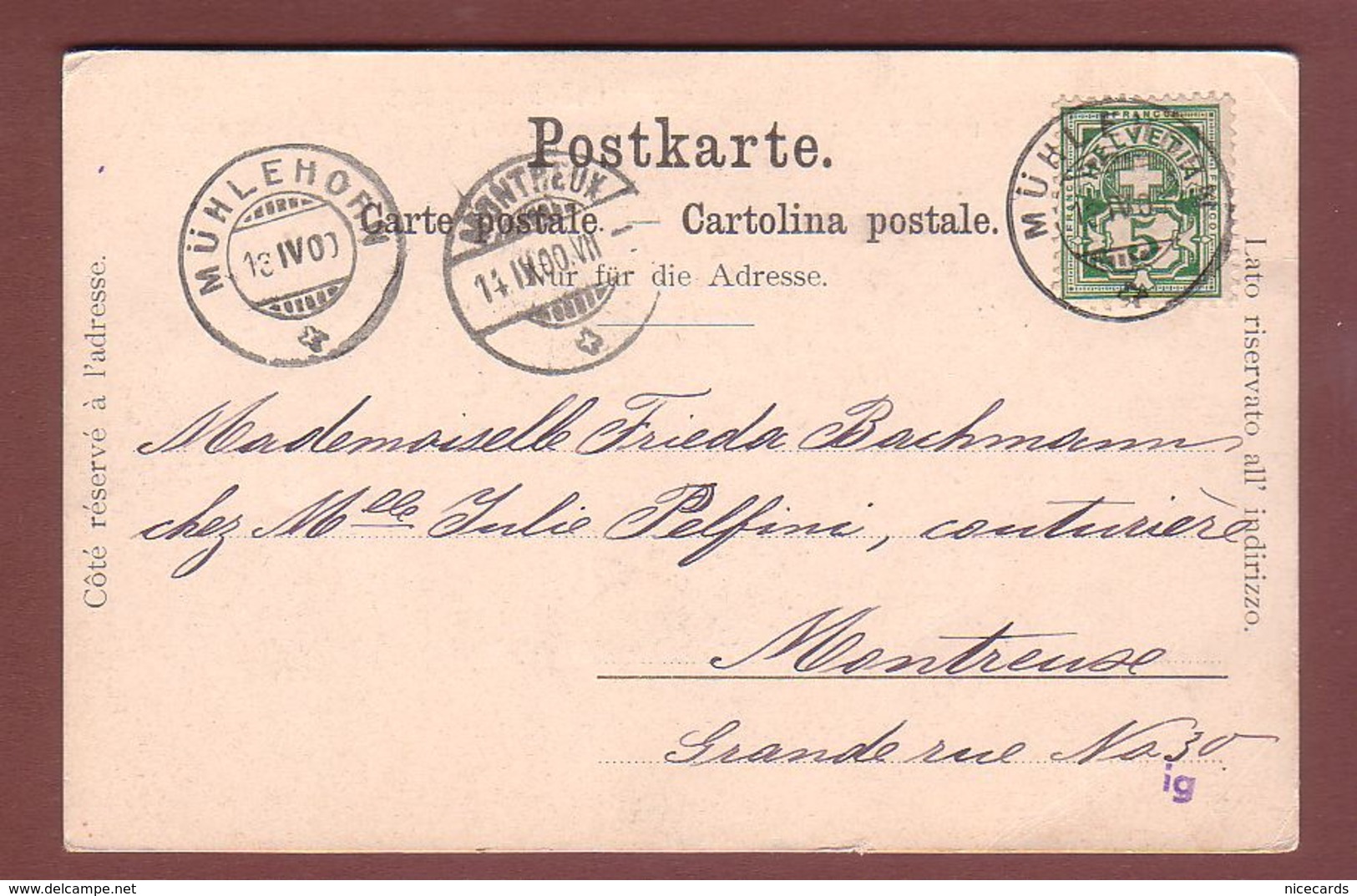 Glarus - OBSTALDEN Gegen AMDEN - 1900 // Eckbug // - Obstalden