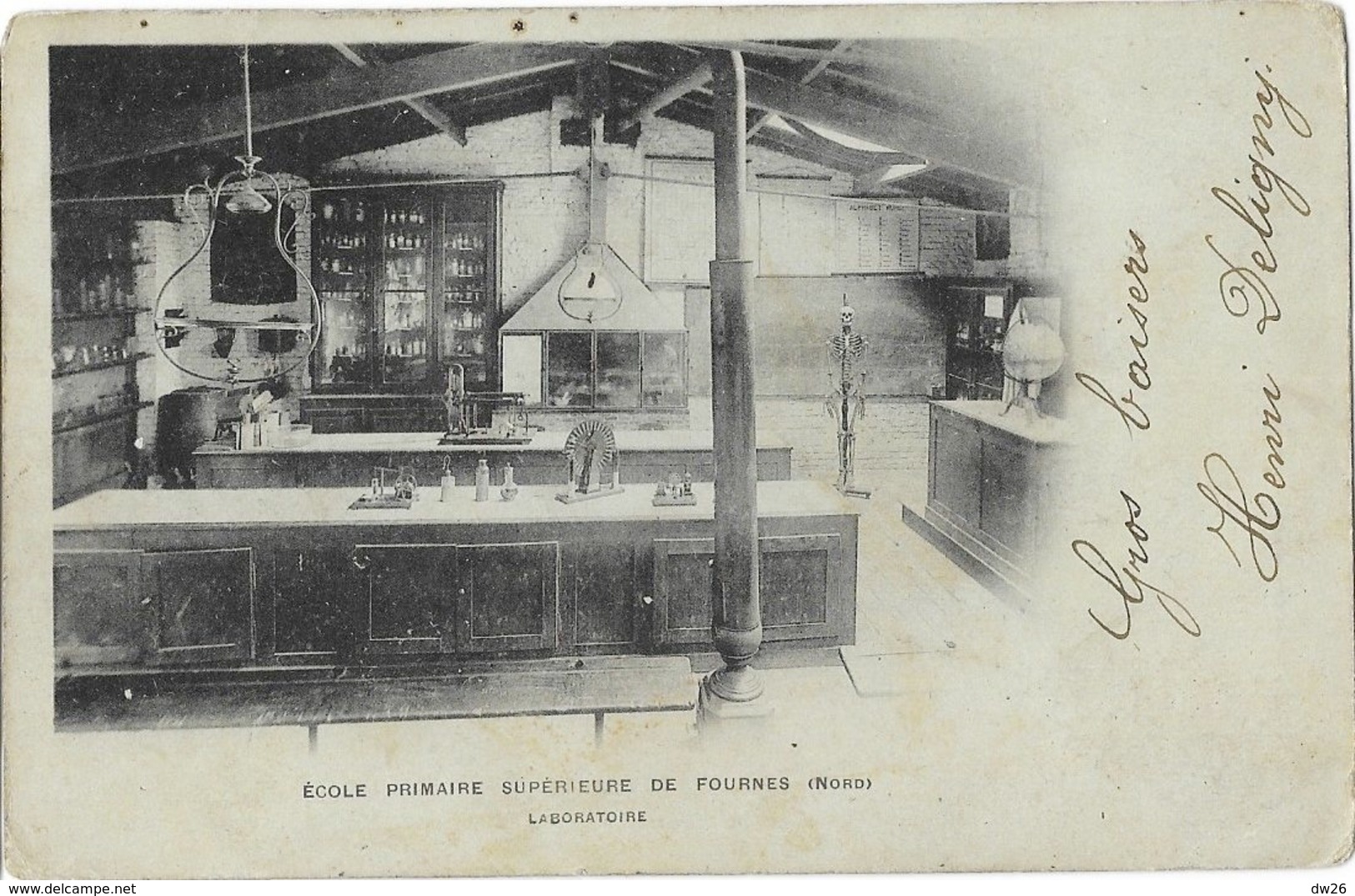 Ecole Primaire Supérieure De Fournes (Nord) - Le Laboratoire En 1904 - Carte Dos Simple - Turquie