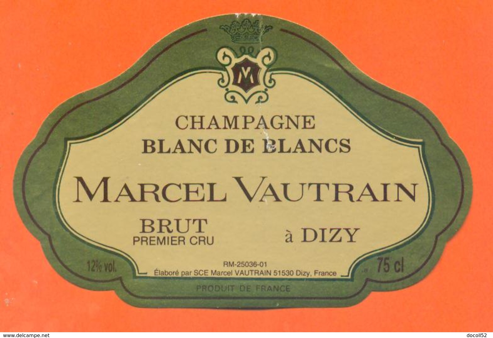 étiquette De Champagne Brut Blanc De Blancs Marcel Vautrin à Dizy - 75 Cl - Pferde