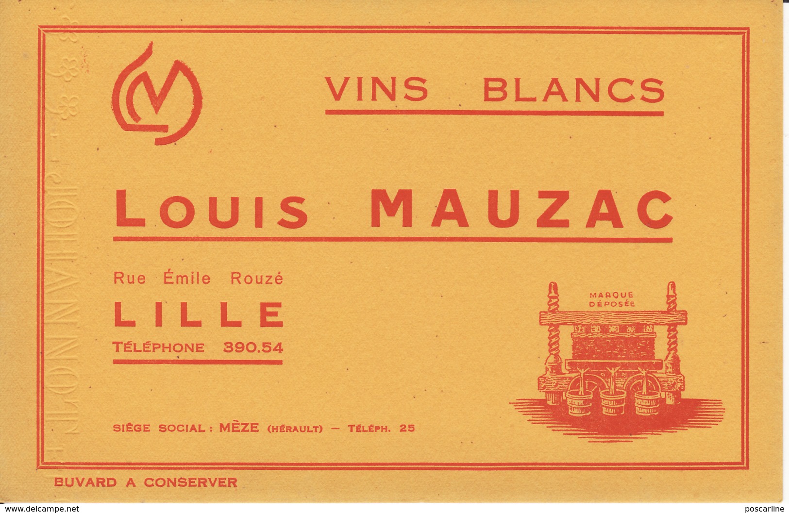 Buvard Vins Blancs, Louis Mauzac, Rue Emile Rouzé à Lille - V