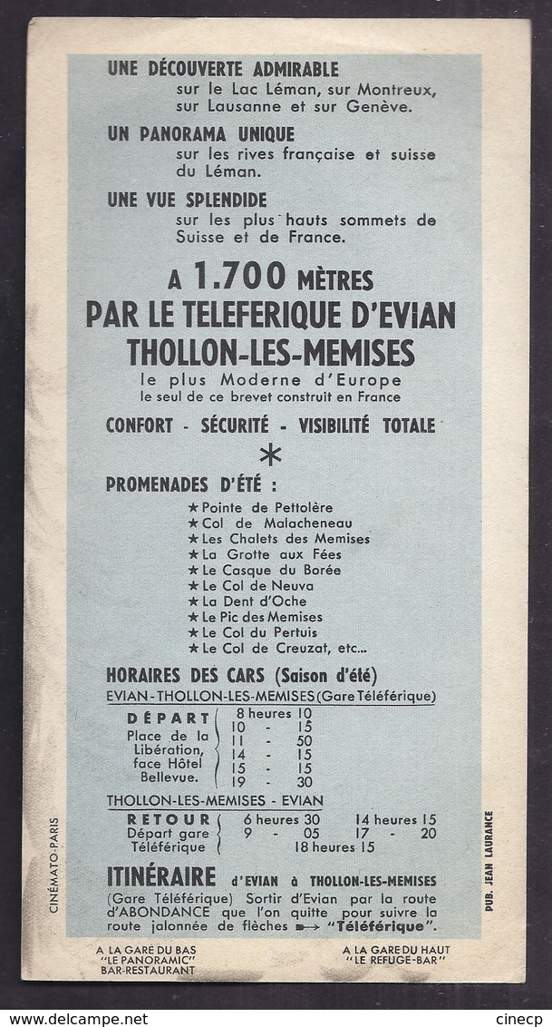 Dépliant Touristique Ancien ILLUSTRE TELEFERIQUE EVIAN THOLLON LES MEMISES Illustrateur Signé - Dépliants Touristiques