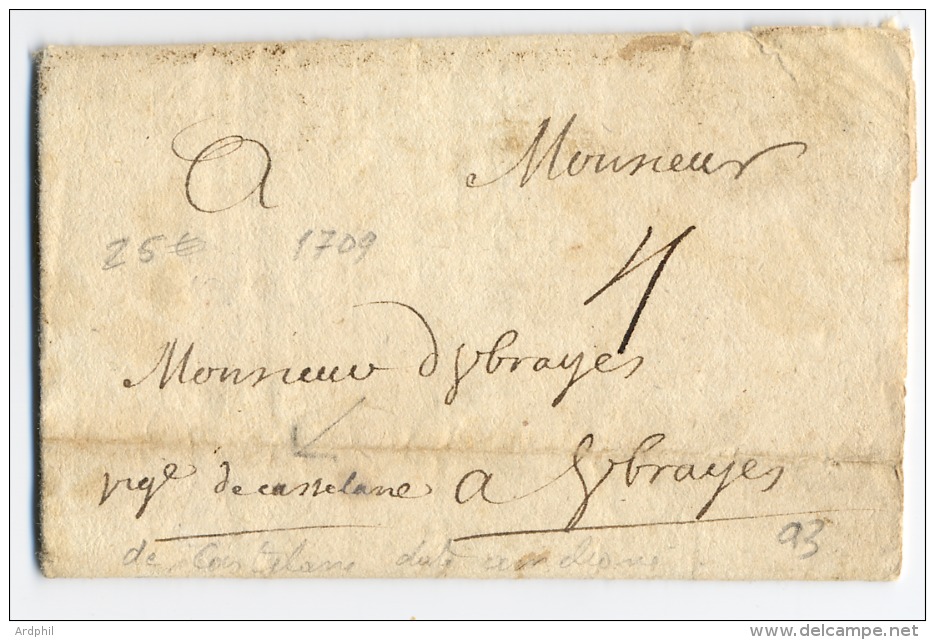 A3-lettre De 1709 De Castelane  Haute Garonne - 1701-1800: Voorlopers XVIII