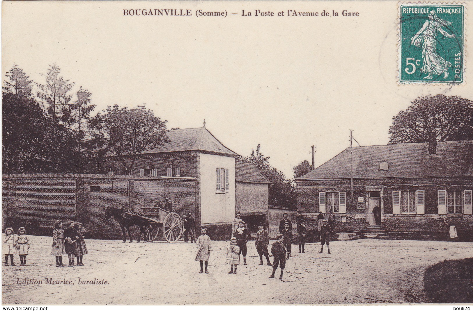 AVIT18-  BOUGAINVILLE  DANS LA SOMME  LA POSTE ET L'AVENUE DE LA GARE    CPA  CIRCULEE - Other & Unclassified