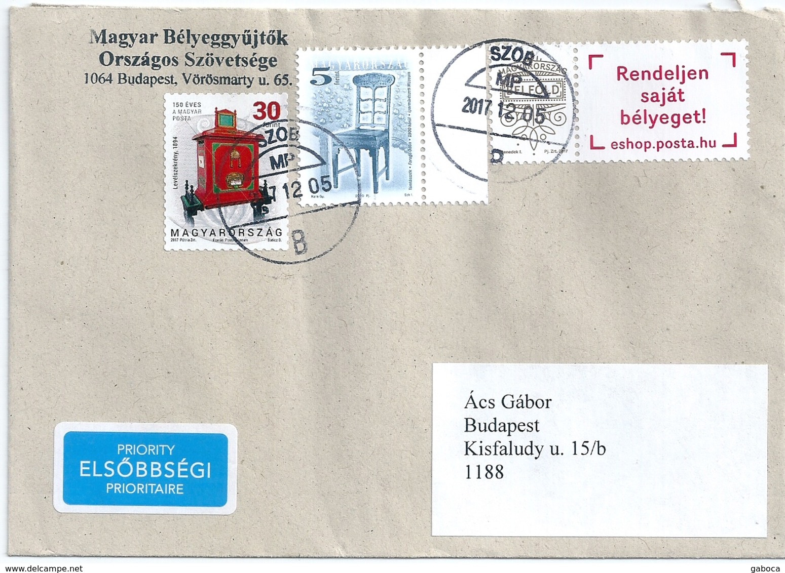 B2484 Hungary Art Carving Post Box Philately Personalized Stamp Priority - Cartas & Documentos