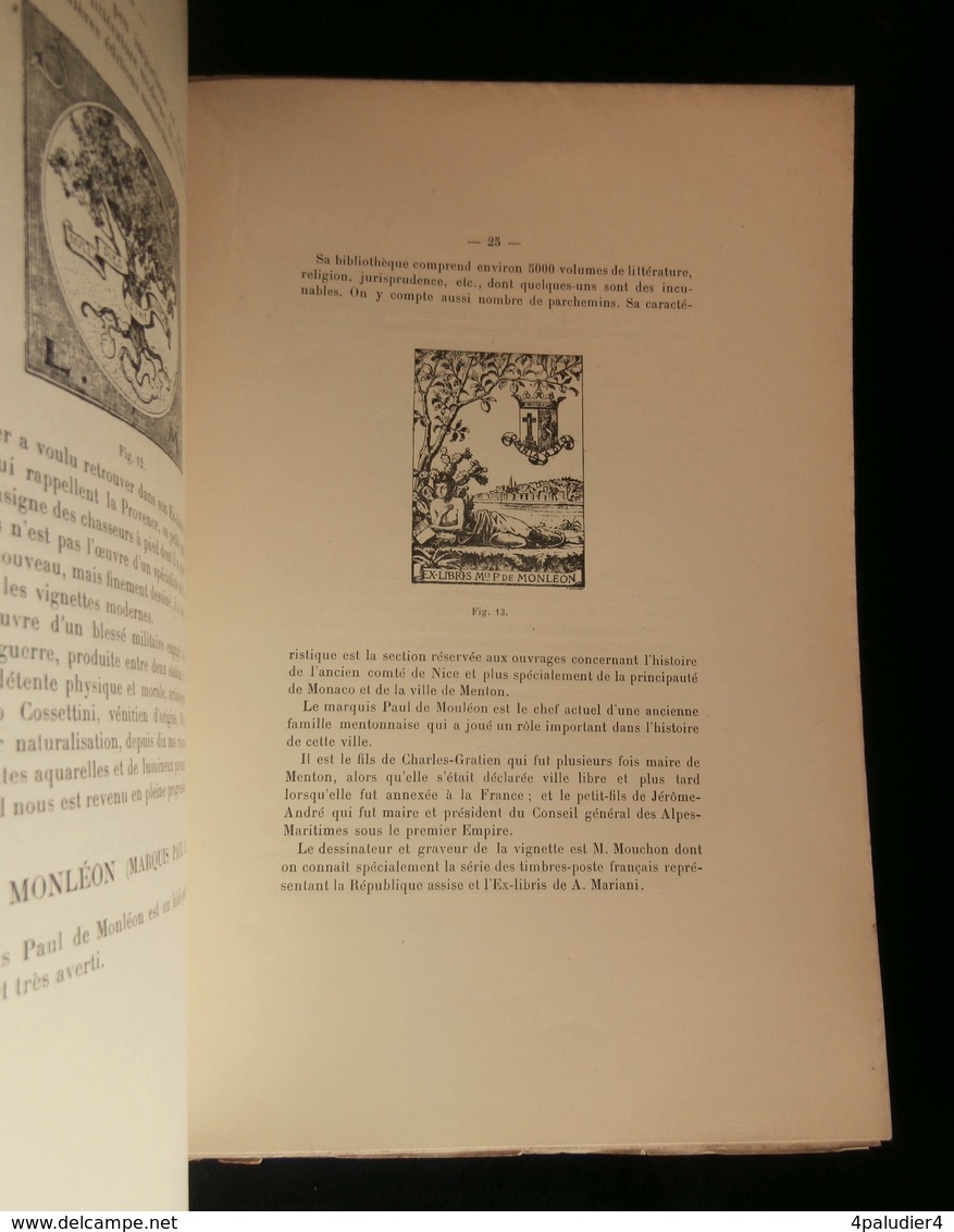 ( Bibliophilie Gravure Nice  ) DES EX-LIBRIS NIÇOIS Par G. PAULIAN 1920 - Art