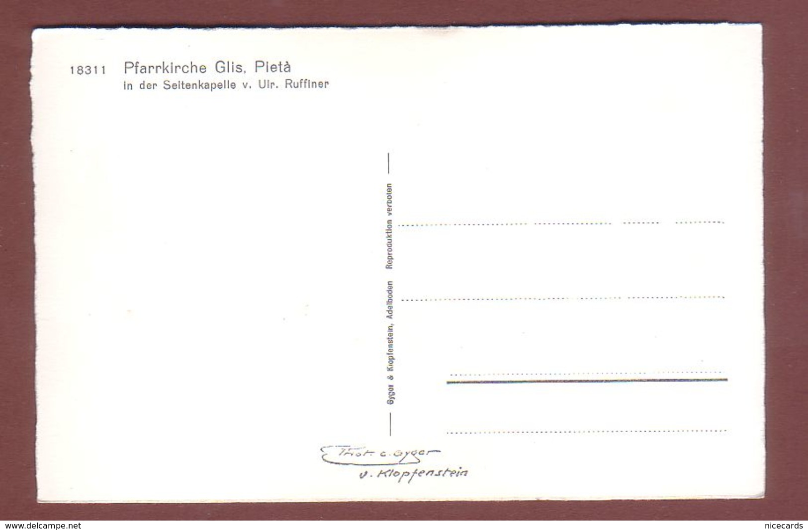 Valais / Wallis - Pfarrkirche GLIS - Pieta - Autres & Non Classés