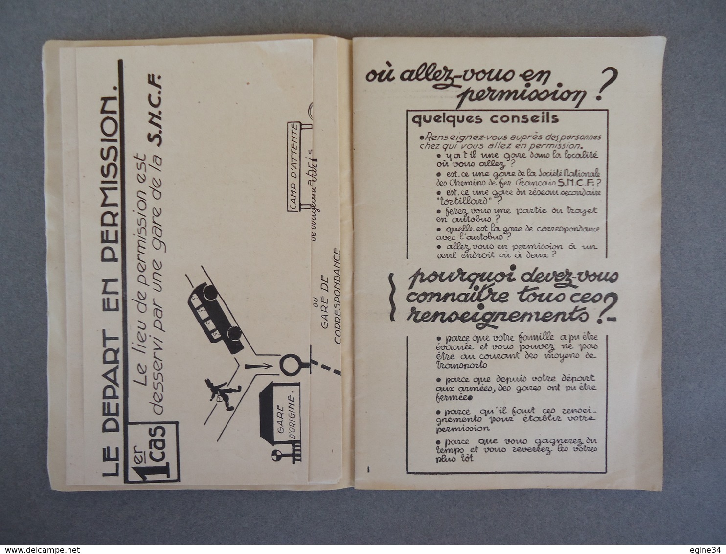 Militaria /Ministère De La Défense Nationale Et De La Guerre - Guide Du Permissionnaire  No 7216 4/E.M.A 15 Nov.1939 - Français