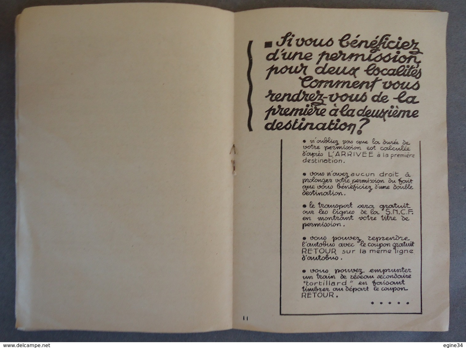 Militaria /Ministère De La Défense Nationale Et De La Guerre - Guide Du Permissionnaire  No 7216 4/E.M.A 15 Nov.1939 - Français