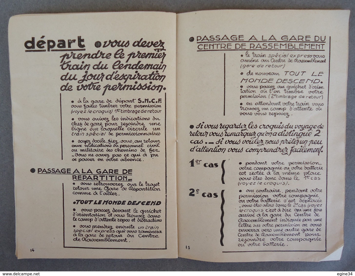 Militaria /Ministère de la Défense Nationale et de la Guerre - Guide du Permissionnaire  no 7216 4/E.M.A 15 Nov.1939