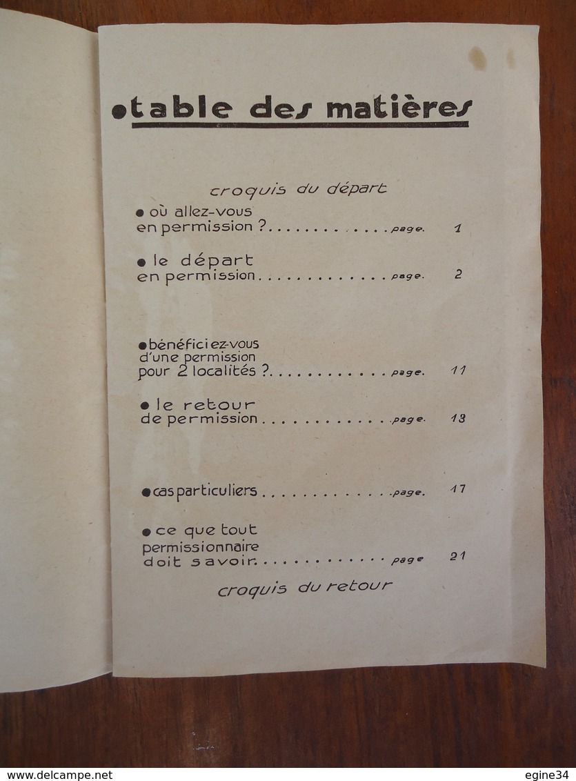 Militaria /Ministère de la Défense Nationale et de la Guerre - Guide du Permissionnaire  no 7216 4/E.M.A 15 Nov.1939