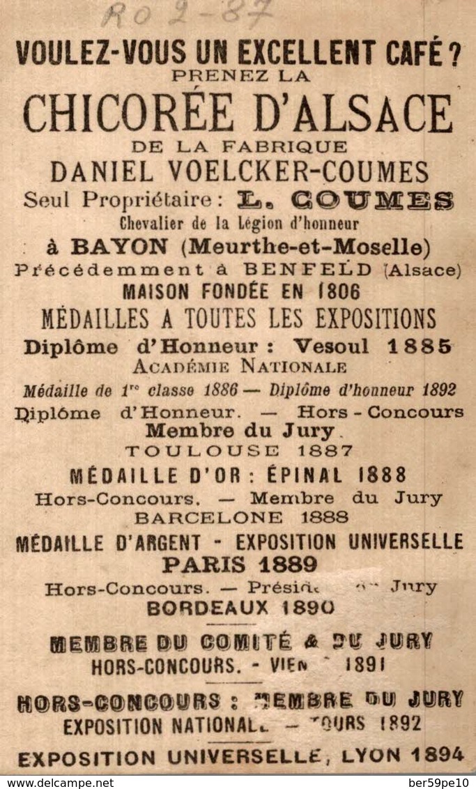 CHROMO CHICOREE D'ALSACE DANIEL VOELKER-COUMES BAYON NORMANDIE ENVIRONS DE TROUVILLE - Autres & Non Classés