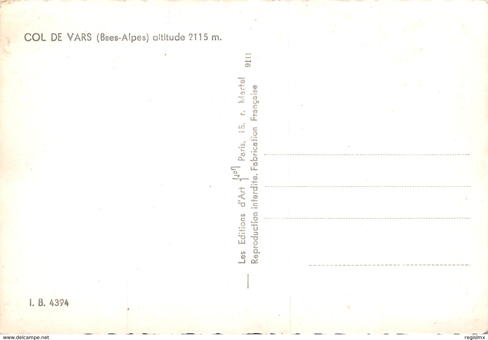 04-COL DE VARS-N°340-A/0367 - Other & Unclassified