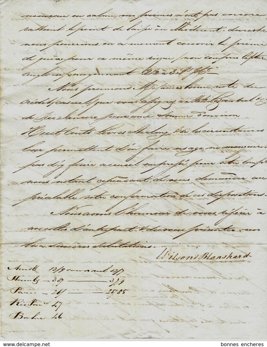 1823   COMMERCE NAVIGATION NEGOCE  NTERNATIONAL De WILSON & BLANSHARD à LONDRES => LE CARPENTIER LACOUDRAY à  HONFLEUR - Manuscrits