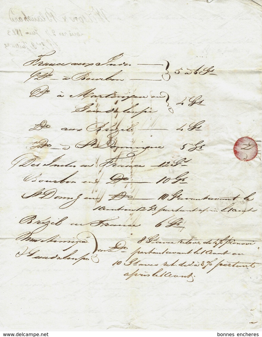 1823   COMMERCE NAVIGATION NEGOCE  NTERNATIONAL De WILSON & BLANSHARD à LONDRES => LE CARPENTIER LACOUDRAY à  HONFLEUR - Manuscrits