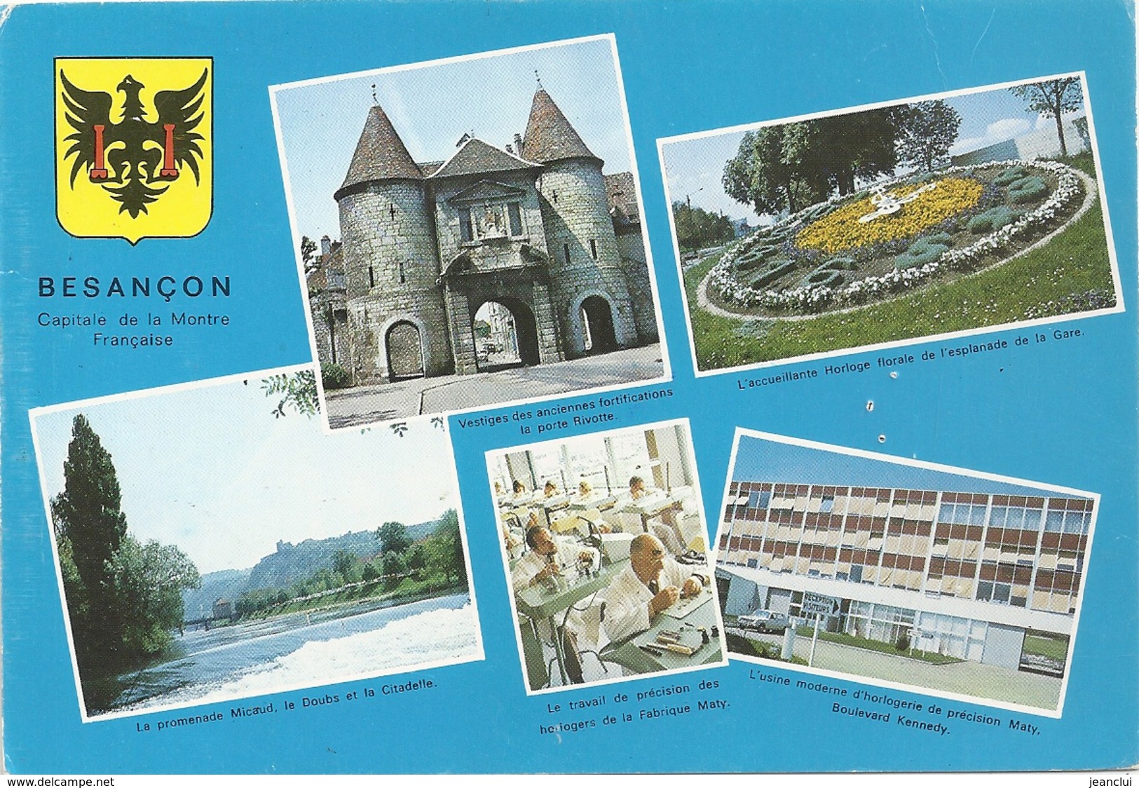 CPM . BESANCON . MULTIVUES . CARTE-PUB " MATY "  AFFR MECANIQUE AU VERSO LE 7-1-1974 . 2 SCANES - Besancon