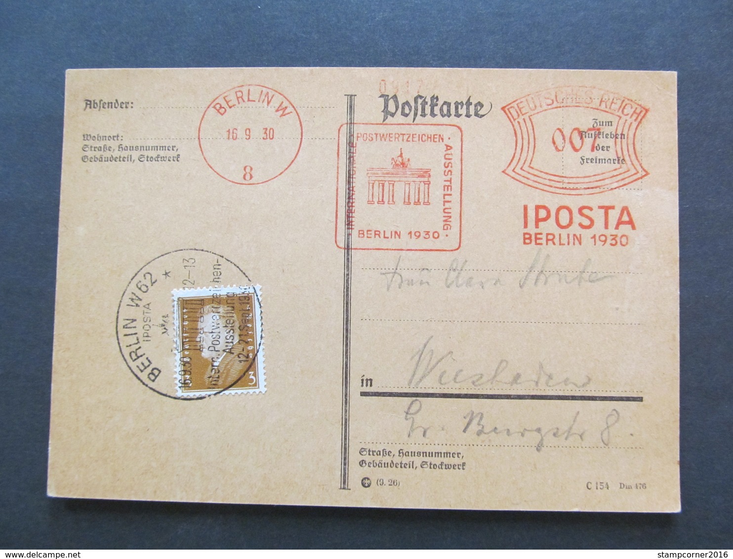 DR Nr. 410, 1930, Postkarte, IPOSTA, Berlin *DEL2029* - Briefe U. Dokumente