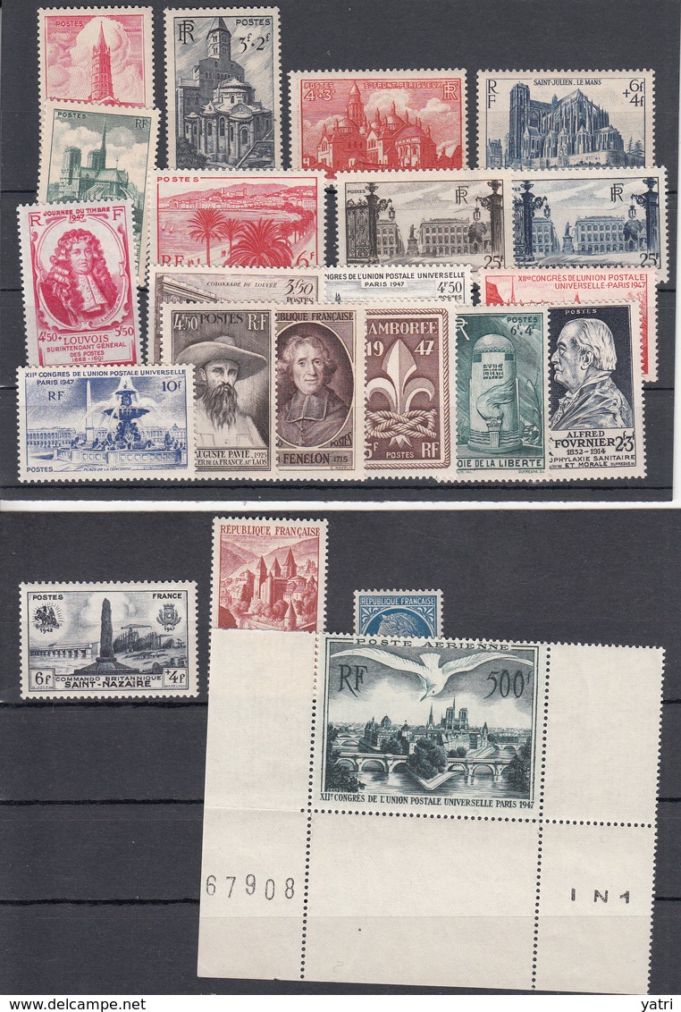 Francia - 1947 - Annata Completa / Complete Year Set ** + Aerea Yv. 20 ** - 1940-1949