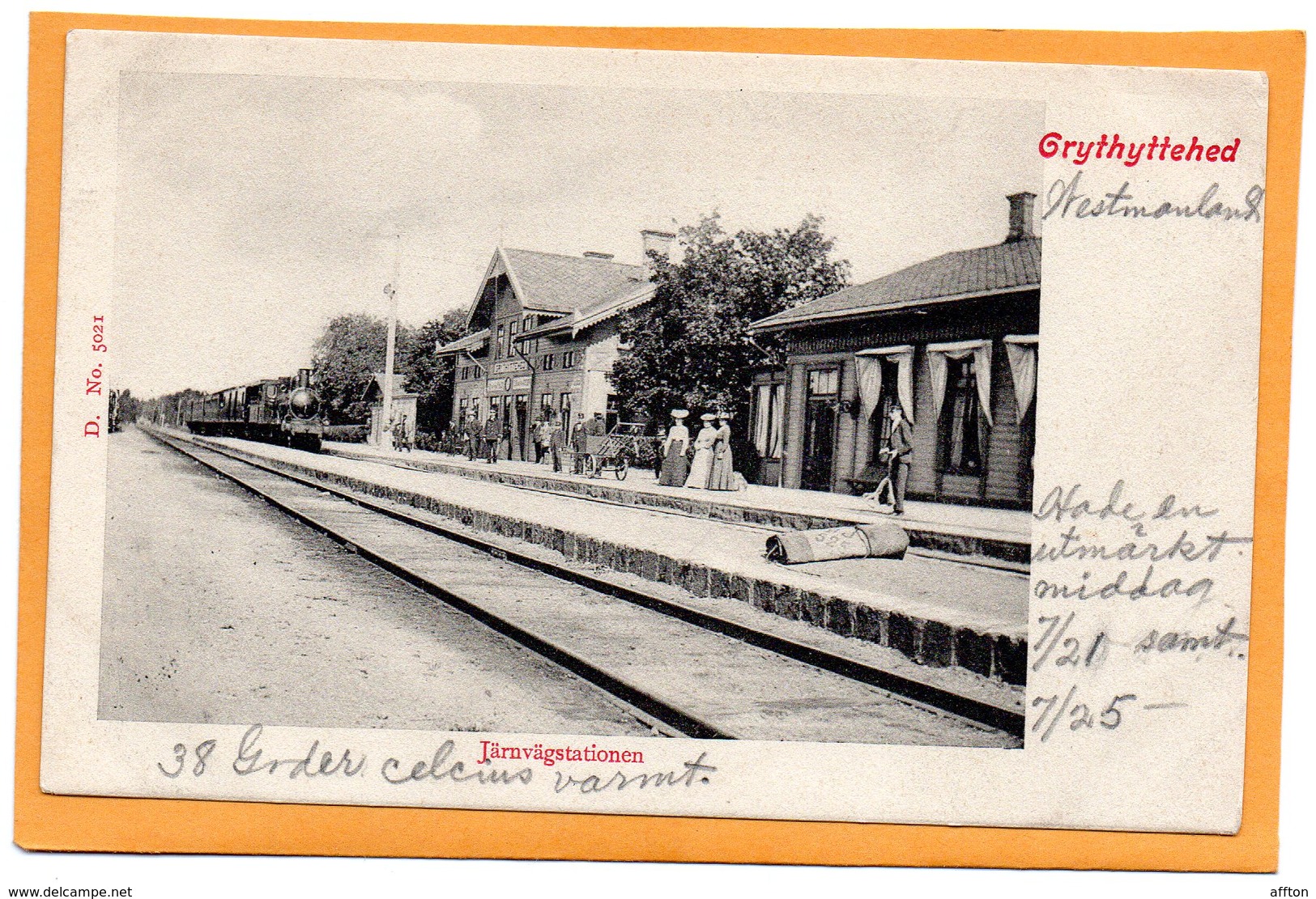 Grythyttehed Railroad Station Sweden 1900 Postcard - Sweden