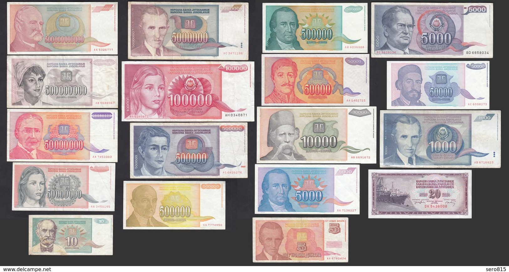 JUGOSLAWIEN - YUGOSLAVIA 18 Stück Verschiedene Banknoten   (20736 - Yougoslavie