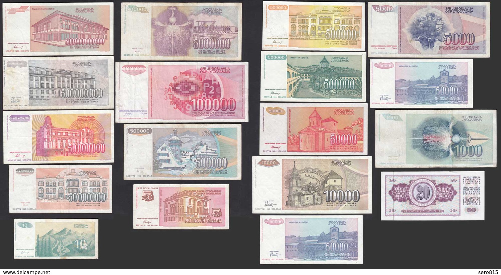 JUGOSLAWIEN - YUGOSLAVIA 18 Stück Verschiedene Banknoten   (20736 - Yougoslavie