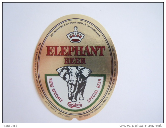 Label Etiquette Bier Bière Beer Carlsberg Elephant Beer Brewed Denmark Distribuée France - Beer