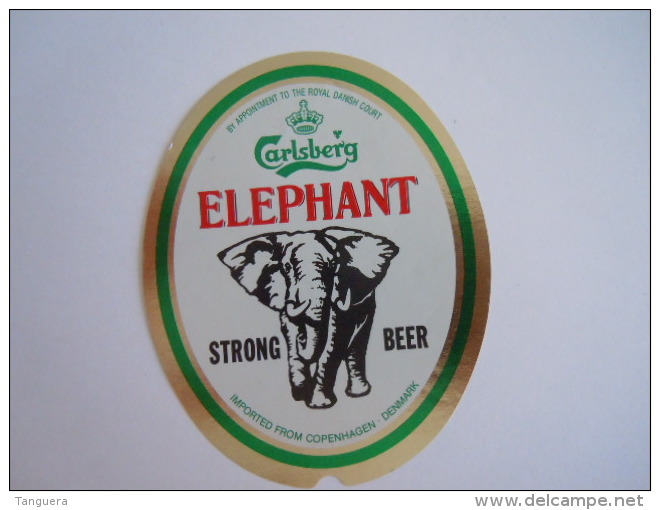 Label Etiquette Bier Bière Beer Carlsberg Elephant Strong Beer Imported From Denmark - Bière