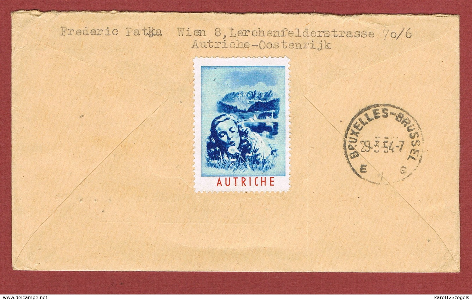 Luftpostbrief 17/3/1954 Nach Belgien BPS 4;  3.20 Sch; 2 Scan - Briefe U. Dokumente