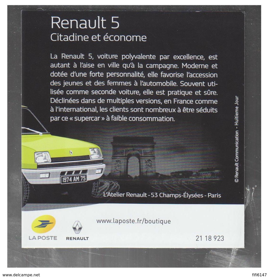 FRANCE --NOUVEAUTE 2018 -- MINI FEUILLET -- VEHICULE RENAULT -- R5 - Ongebruikt