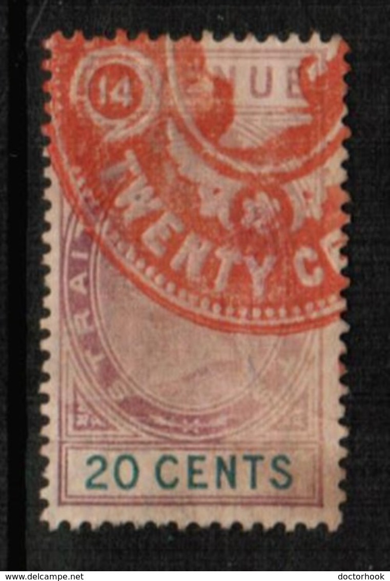 STRAITS SETTLEMENTS  Scott # UNLISTED 20c REVENUE "AS IS" (Stamp Scan # 424) - Straits Settlements