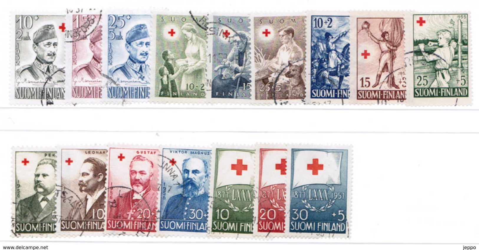 Finland 1952 - 1957 Red Cross 5 Complete Sets, Fine Used. - Usados