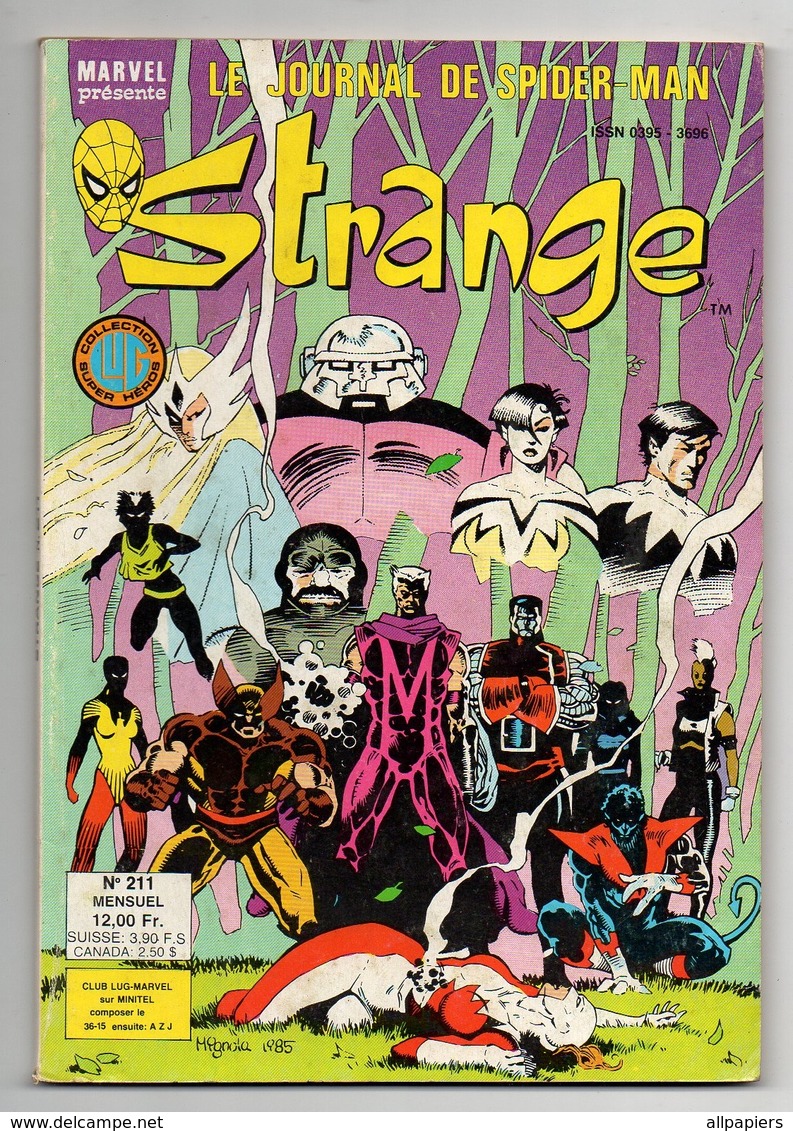 Strange N°211 La Division Alpha - L'araignée - Les Défenseurs - Daredevil - Robots Mobiles - Les Sumériens De 1987 - Strange