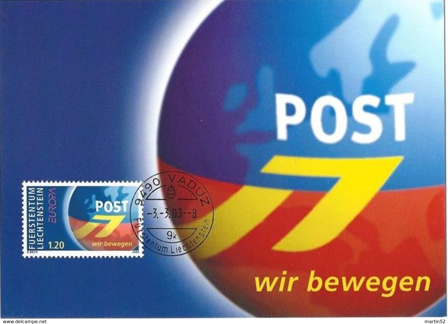 Liechtenstein 2003: Europa Poster-Art "wir Bewegen"  Zu 1256 Mi 1310 Yv 1251 Auf MK 213 (CHF 4.00) - Poste