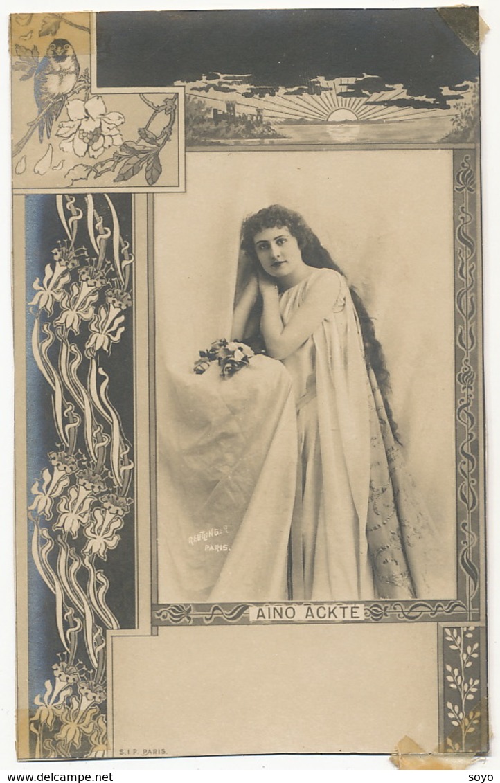 Aino Ackté Born Helsinki Dead Vihti Opera 2 Cards Signed Reutlinger . One Of The Card With Defects And Cut Art Nouveau - Opéra