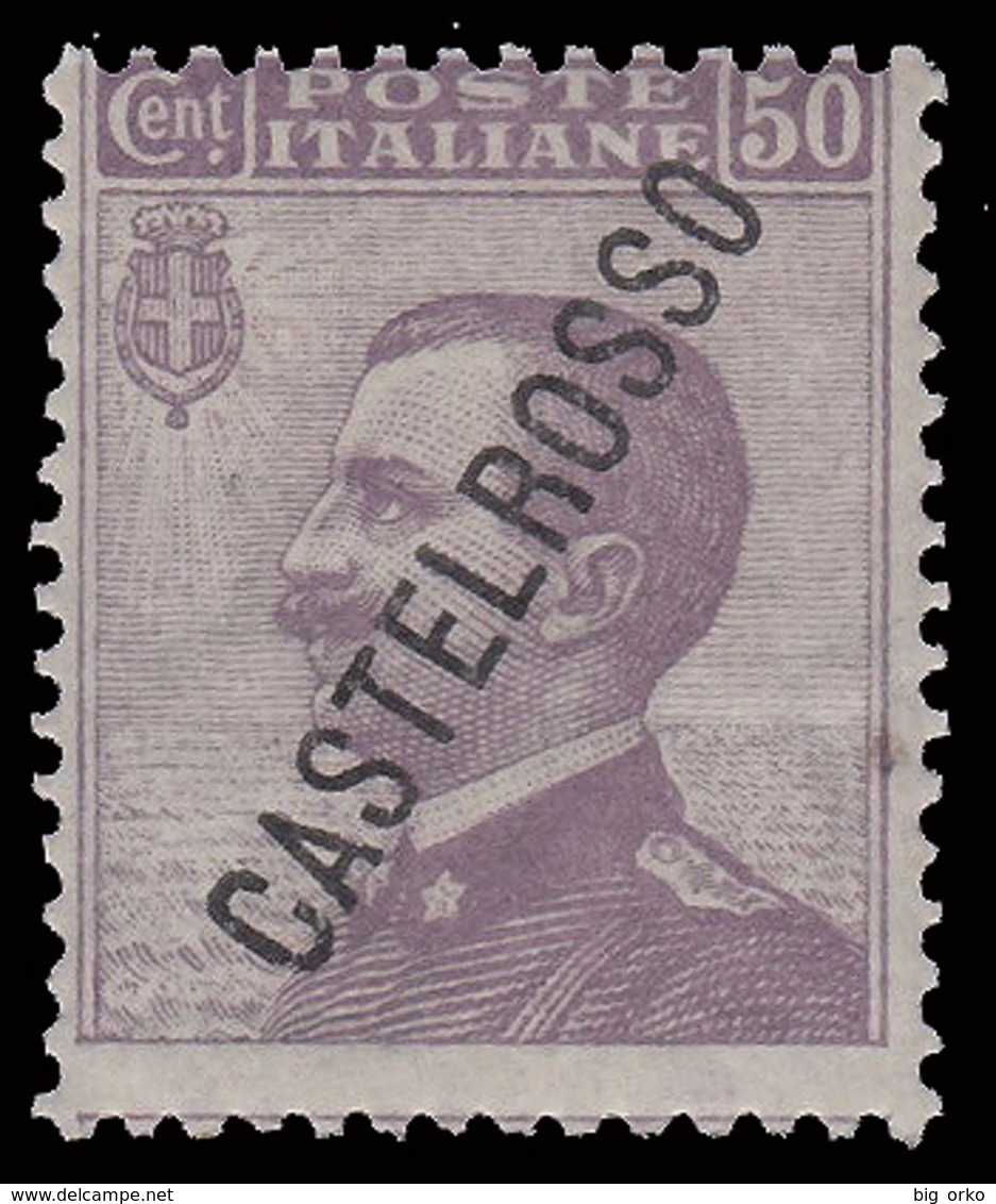 ITALIA - Isole Egeo: CASTELROSSO - Francoboolo D'Italia Del 1906/20 (soprastampa Obliqua):  50 C. Violetto (85) - 1924 - Levante