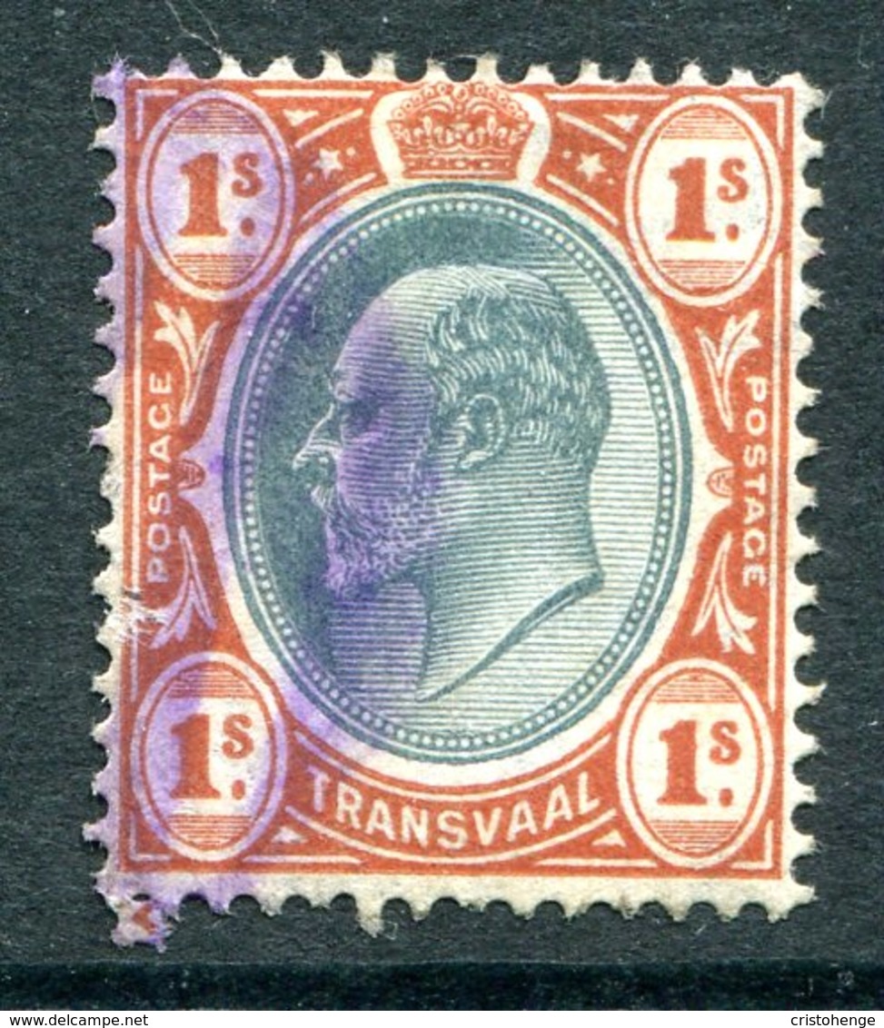 Transvaal - South Africa - 1904-09 KEVII - Wmk. Mult. Crown CA - 1/- Black & Red-brown Used (SG 267) - Transvaal (1870-1909)