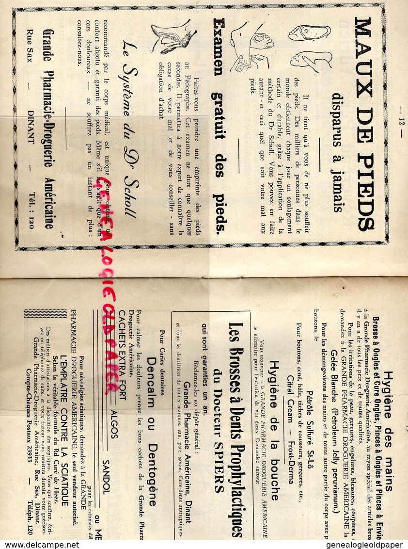 BELGIQUE-DINANT- RARE CATALOGUE PHARMACIE DROGUERIE AMERICAINE-RUE ADOLPHE SAX-REMACLE PIETTE-DRAPEAU NATIONAL- - Documenti Storici