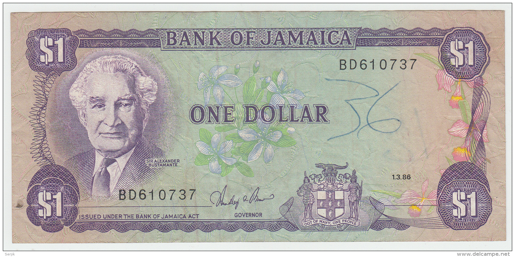 Jamaica 1 Dollar 1986 VF Pick 68Ab - Jamaica