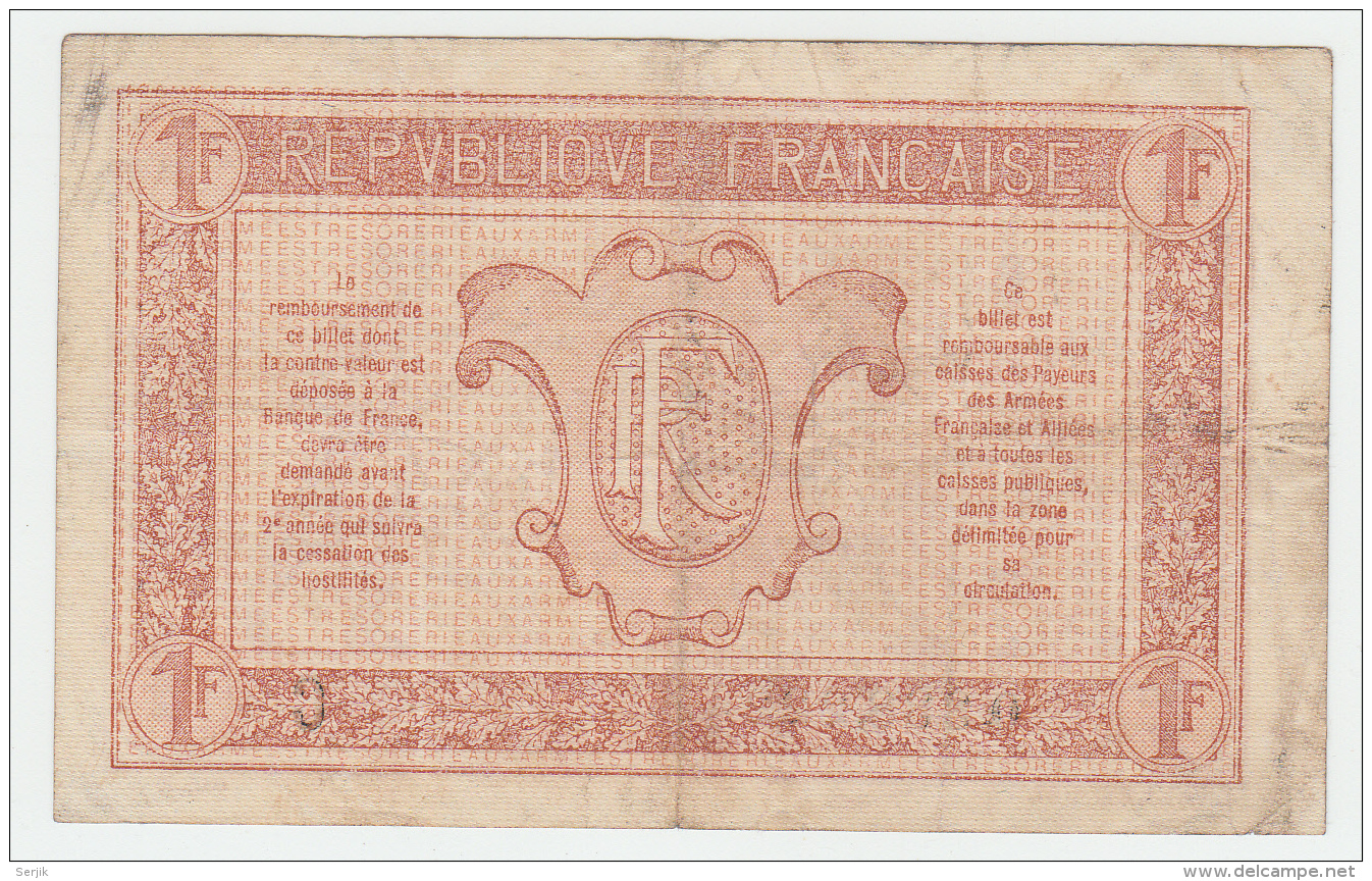 FRANCE 1 FRANC TRESORERIE AUX ARMEES 1917 AVF Pick M2 - 1917-1919 Trésorerie Aux Armées