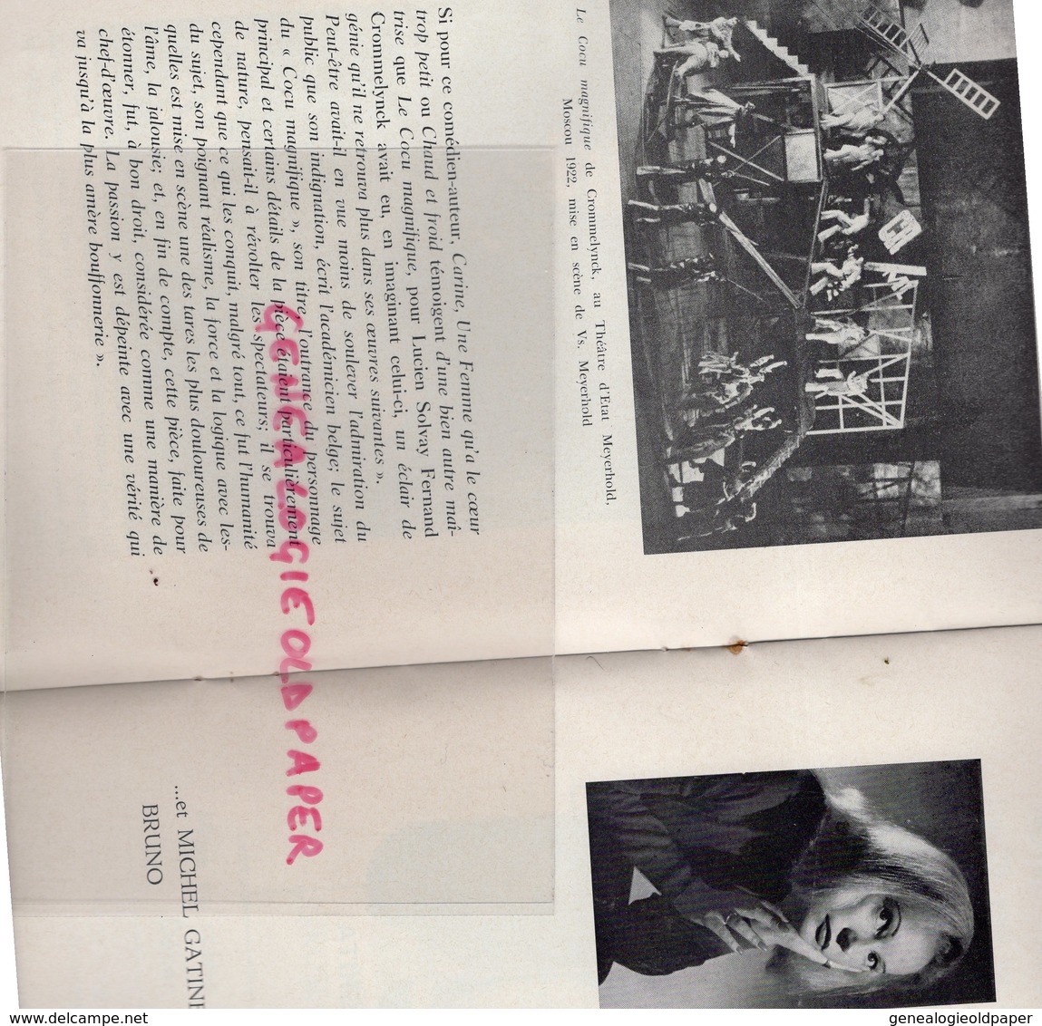 BELGIQUE-BRUXELLES- RARE PROGRAMME THEATRE MOLIERE-LE COCU MAGNIFIQUE FERNAND CROMMELYNCK-1965/66-NELLY BEGUIN-GATINEAU