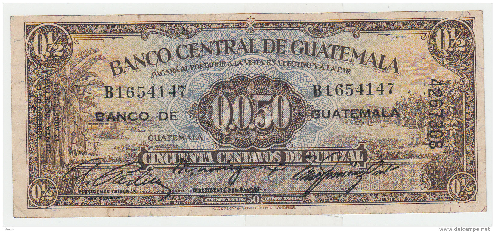 Guatemala 1/2 Quetzal 1946 VF Pick 19a  19 A - Guatemala