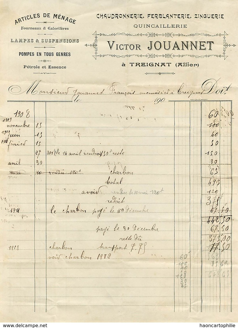 03 Treignat  Chaudronnerie Quincaillerie Victor Jouannet - 1900 – 1949