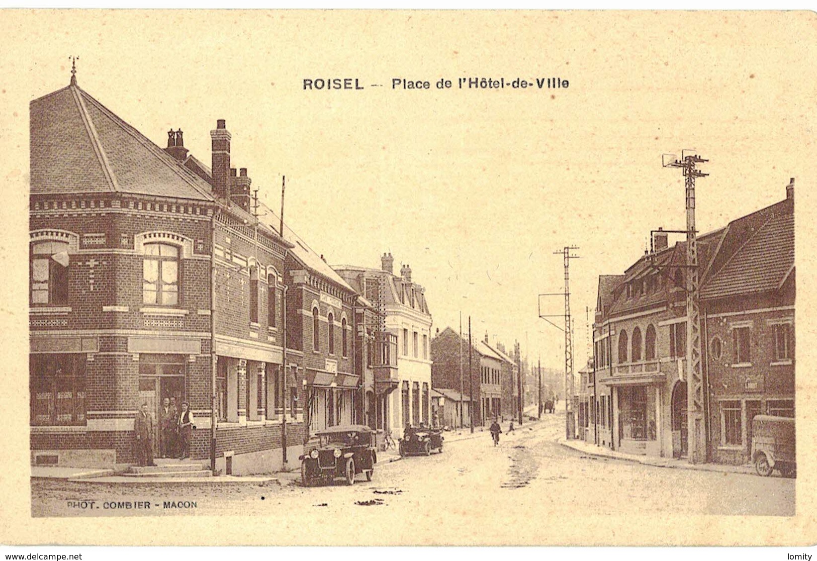 80 Peronne Place Hotel De Ville Vieille Voiture Auto Automobile Cpa Edit Combier Carte Ecrite En 1930 - Roisel