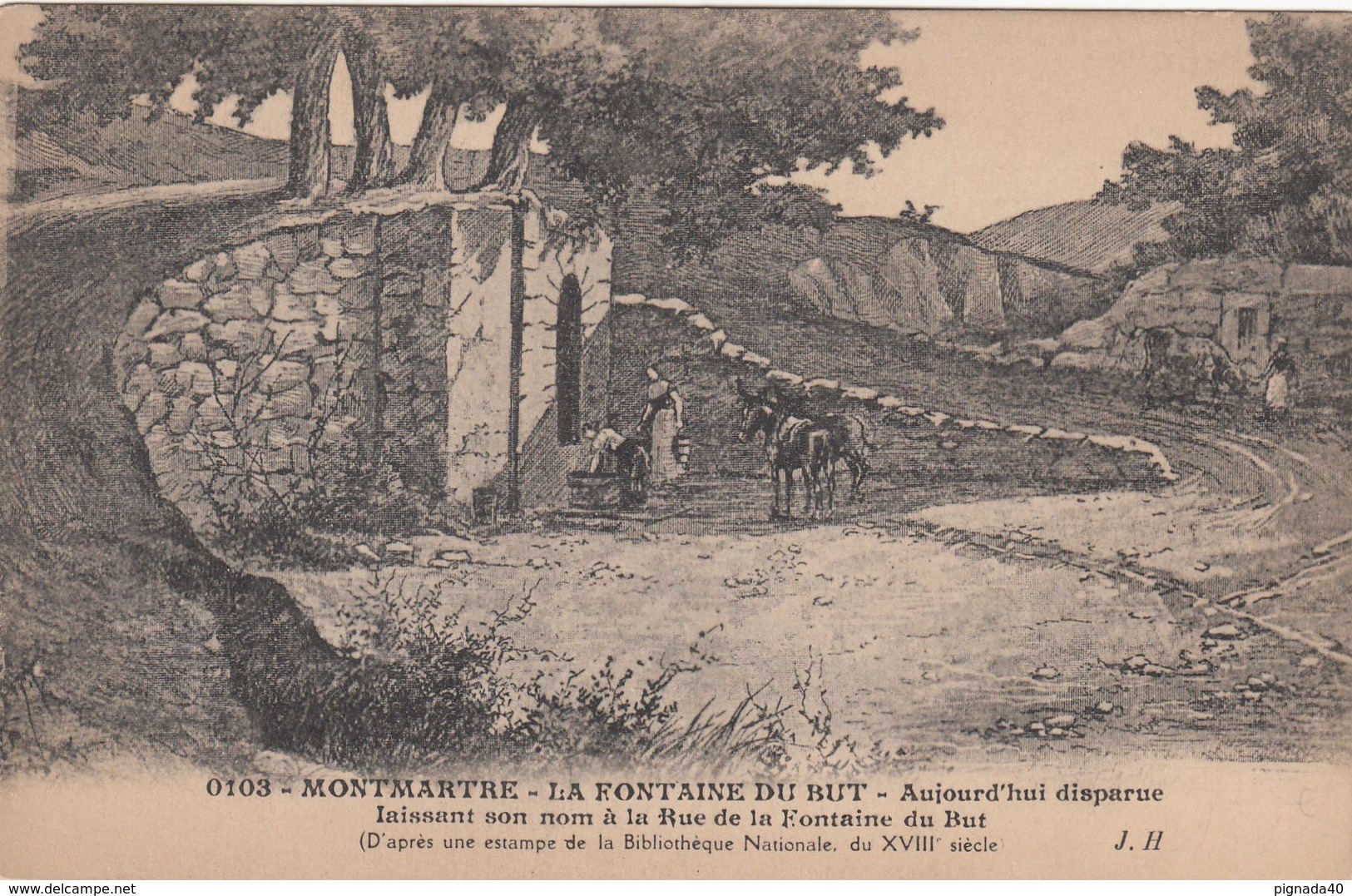 Cp , 75 , PARIS , MONTMARTRE-LA FONTAINE DU BUT, Aujourd'hui Disparue, Laissant Son Nom à La Rue De La Fontaine - Autres & Non Classés