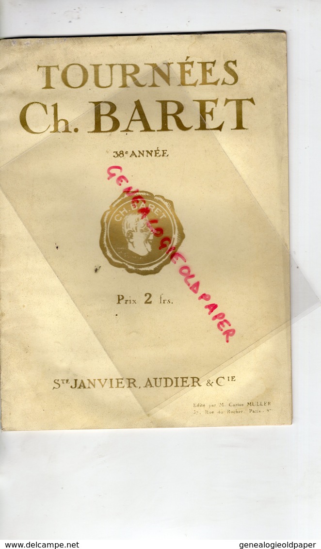 75- PARIS- PROGRAMME THEATRE TOURNEES CH. BARRET-STE JANVIER AUDIER-LA SACRIFIEE GASTON DEVORE-GIQUEL-ERICA VOUTA-DARCEY - Programma's