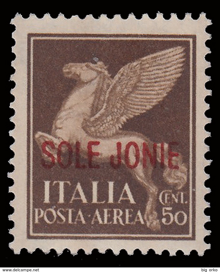 ITALIA - ISOLE JONIE (Emissioni Generali) - POSTA AEREA - 50 C. Bruno / VARIETA' (SOLE Invece Di ISOLE) - 1941 - Ionische Inseln