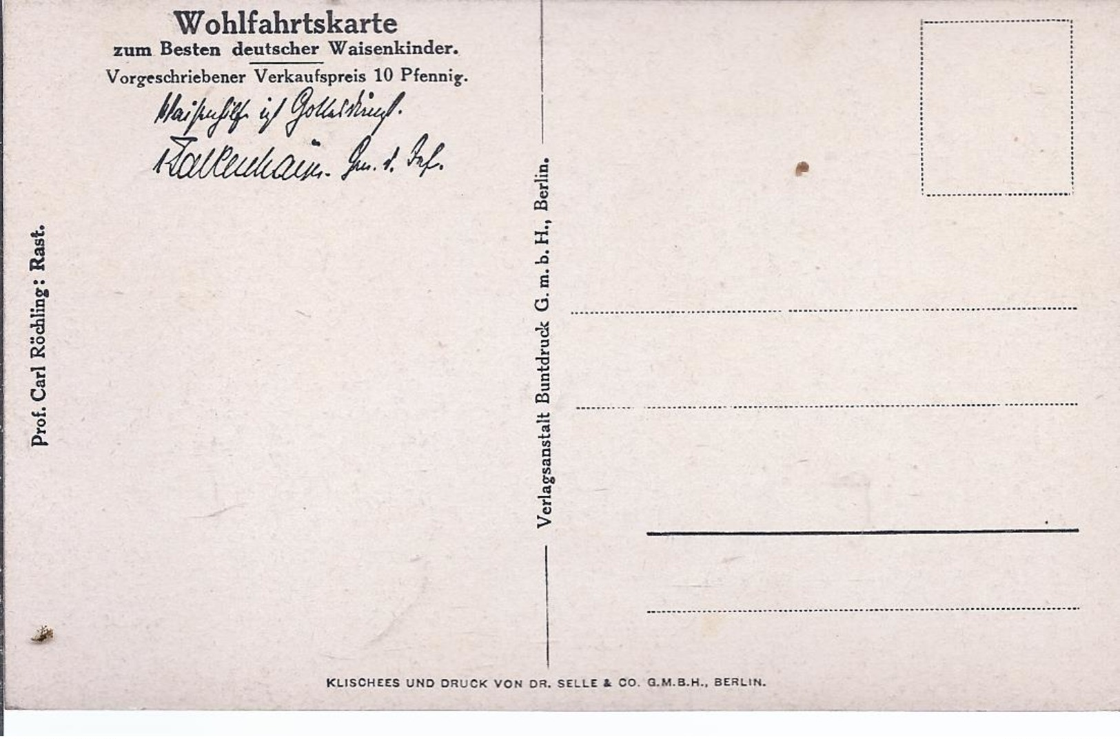 Gemäldekarte - Sign. Paul Röchingl- Rast  - Wohlfahrtskarte V General Falkenhain Für Deutsche Waisenkinder - AK 11.169 - Weltkrieg 1914-18