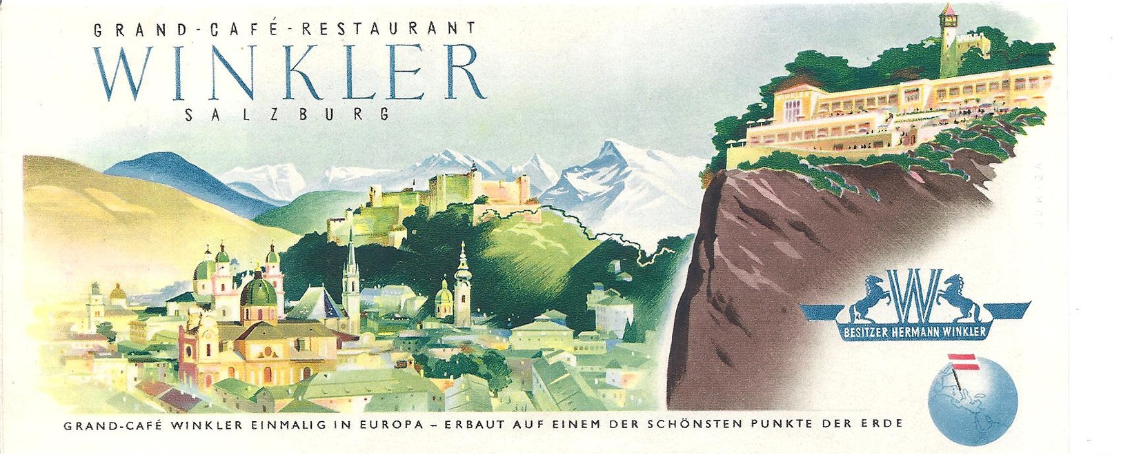 Reiseprospekt  Aus Den 50 Jahren - Grand Café-Restaurant Winkler Salzburg - Reiseprospekte