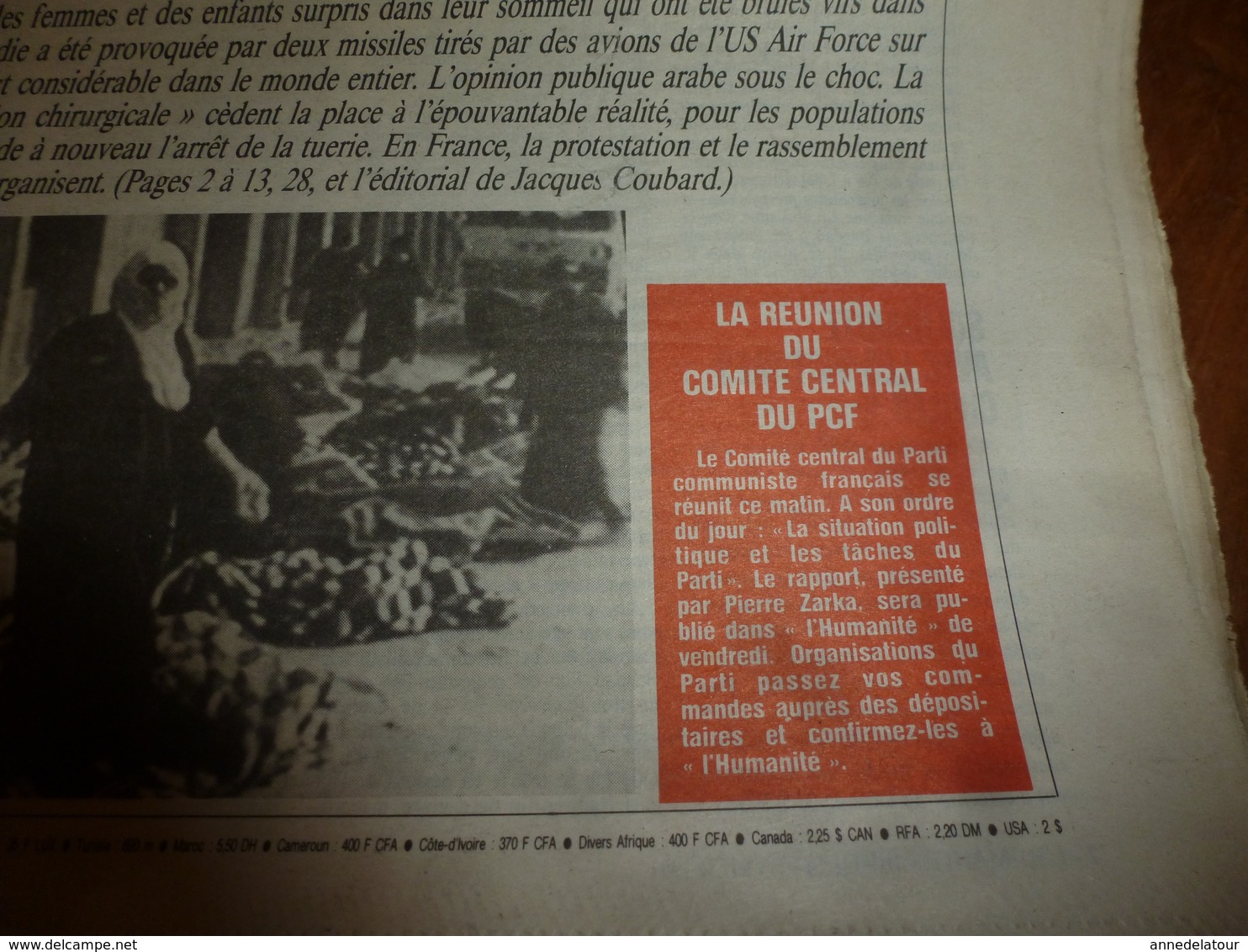 1991 L'HUMANITÉ ---> Massacre à Bagdad; La Soupe Est Bonne Au 3e RIMA; Khmers Rouges à Battambang; Etc - 1950 à Nos Jours